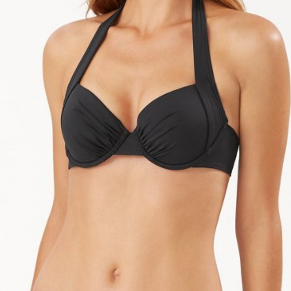 Black Tommy Bahama Pearl Underwire Halter Bikini Top - 36 D